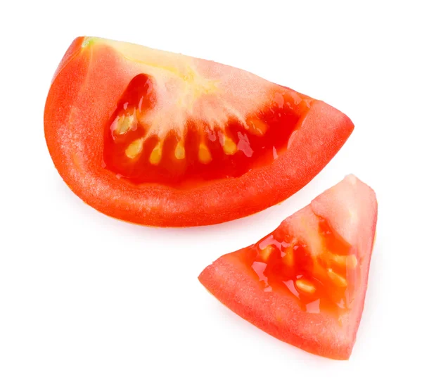 Pieces of tomato isolated on white — Stock Photo, Image