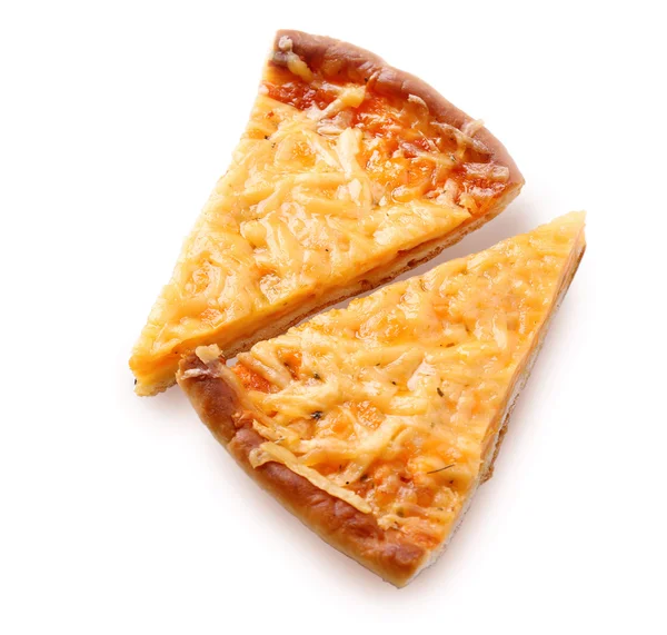 Slices of tasty cheese pizza isolated on white — Stock Photo, Image