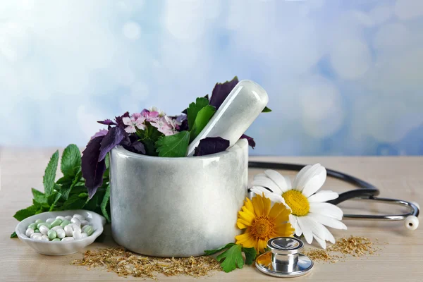 Alternative medicine herbs and stethoscope — Stock Photo, Image