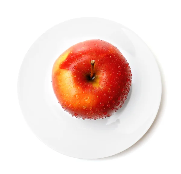 사과 접시 흰색 절연에 — 스톡 사진
