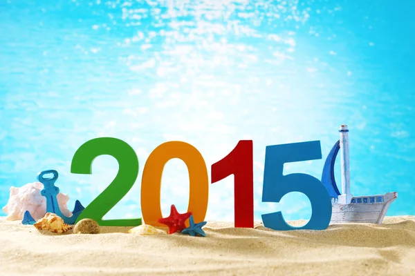 2015 sign on beach sand — Stock Photo, Image