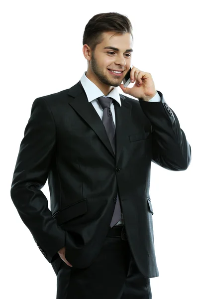 Elegant man in suit isolated on white — Stock Photo, Image