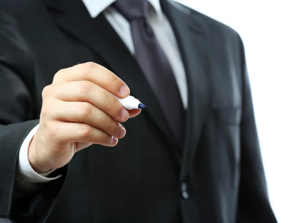 Empresario escribiendo en pantalla — Foto de Stock