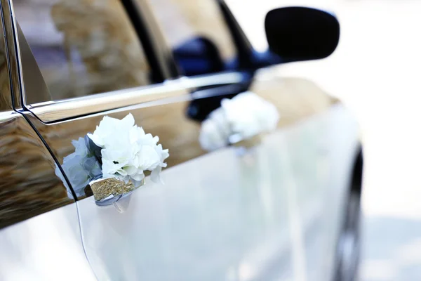 Wedding car decorated with flowers Stock Image