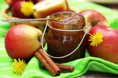 elma reçel kavanoz içinde