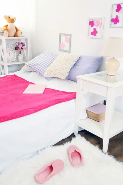 Beautiful pink girls bedroom — Stock Photo, Image