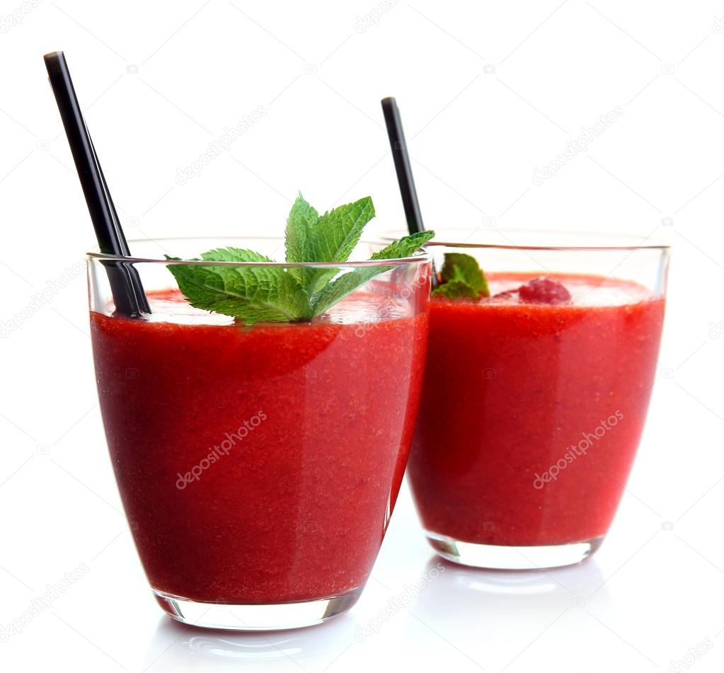 Glasses of strawberry smoothie