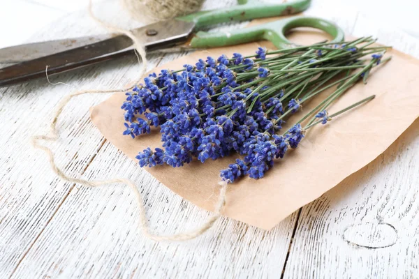 Fresh lavender with rope — Stock Photo, Image