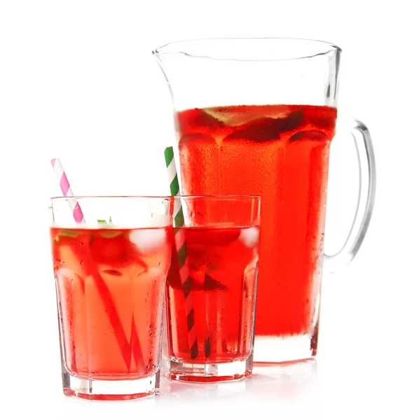 Gläser Erdbeersaft — Stockfoto