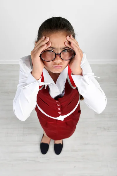 Beautiful little funny schoolgirl — Stock Photo, Image