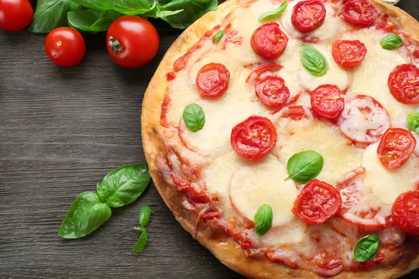 Delicious pizza with cheese — Stock Photo, Image