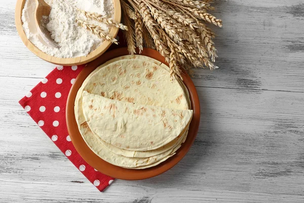 Whole wheat flour tortilla — Stock Photo, Image