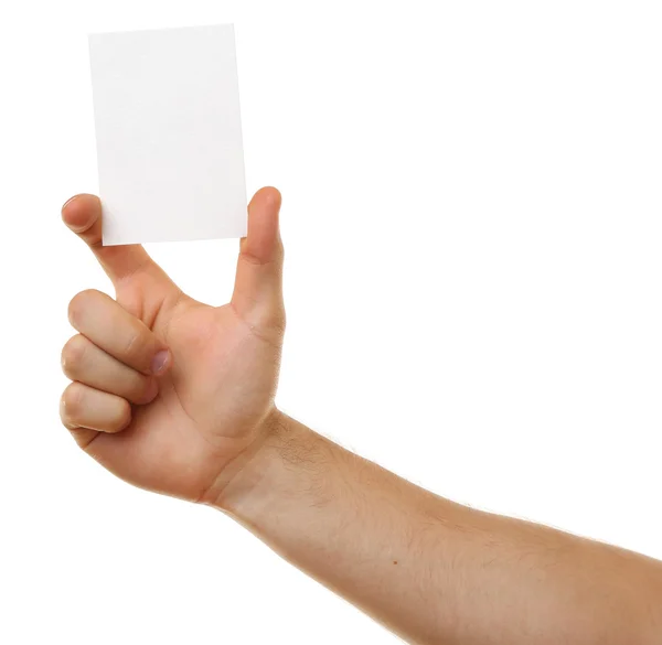 Male hand holding paper card — Stock Photo, Image