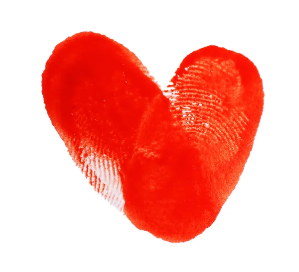 Herz aus Fingerabdrücken auf weißem Papier — Stockfoto