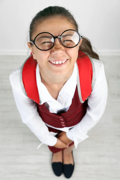 Beautiful little funny schoolgirl — Stock Photo, Image