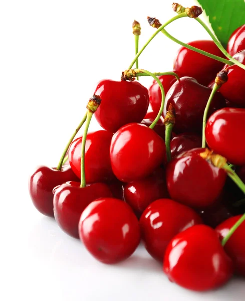 Pile of fresh cherries isolated on white — Stock Photo, Image
