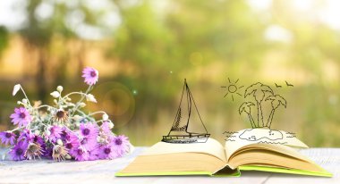 Open book with drawings