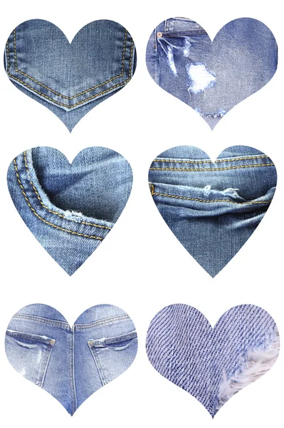 Herzen aus Blue Jeans — Stockfoto