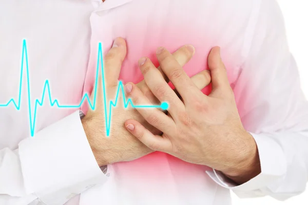 Homme souffrant de douleurs thoraciques - crise cardiaque — Photo