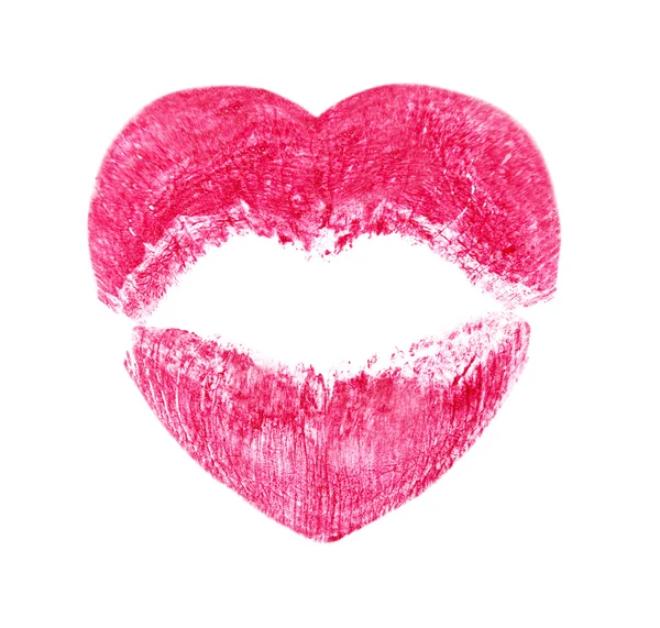 Kissing lips in shape of heart isolated on white — Stock Photo, Image