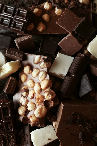 Set of chocolate with hazelnut — Stock Photo, Image