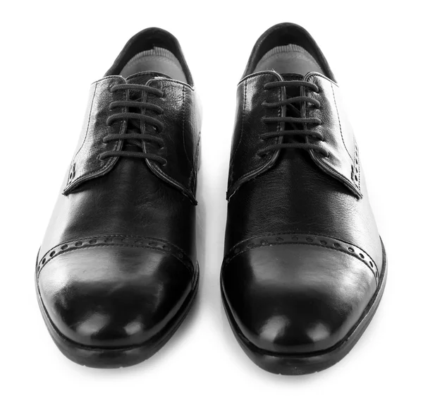 Noir brillant chaussures homme isolé sur blanc — Photo