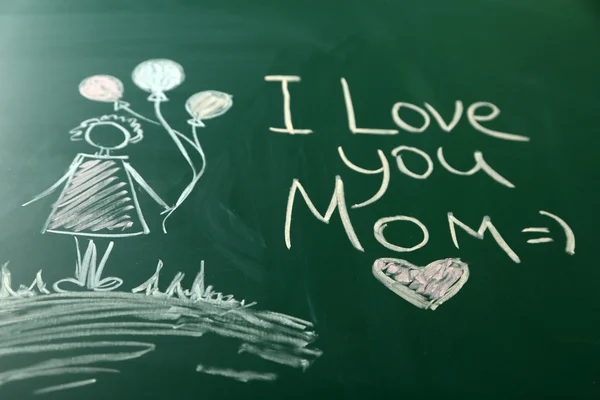 Children drawings on school blackboard background — Stock Photo, Image