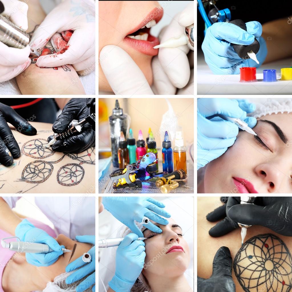 Collage of permanent make-up