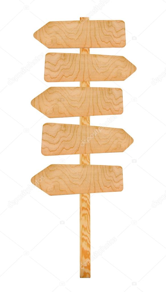 Wooden sign arrows isolated on white
