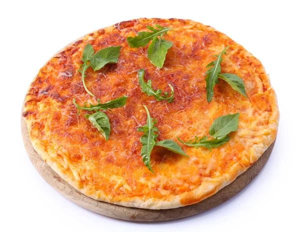 Cheese pizza with herbs isolated on white — Zdjęcie stockowe