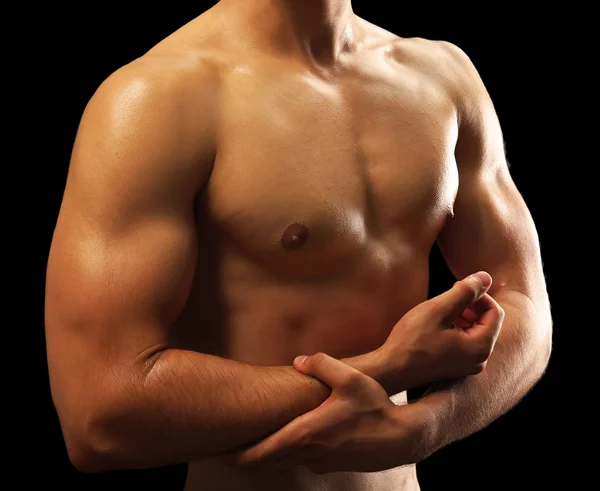 Muscle young man close up — Stock Photo, Image