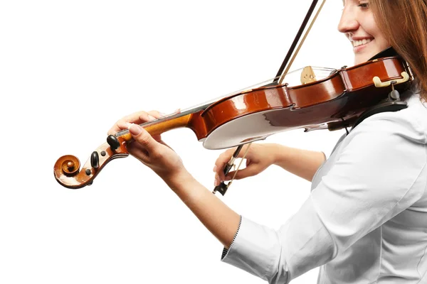 Violinist playing violin isolated on white — Stock Photo, Image