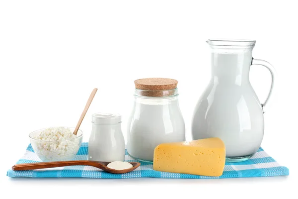 Dairy products isolated on white — Stock Photo, Image