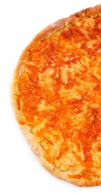 peynirli pizza üzerinde beyaz izole