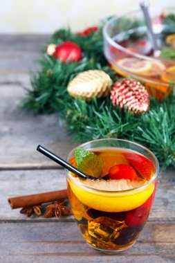 Sangria in bowl on table