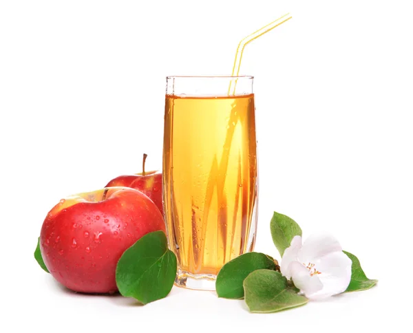 Glass of apple juice and apples — Stock Photo, Image