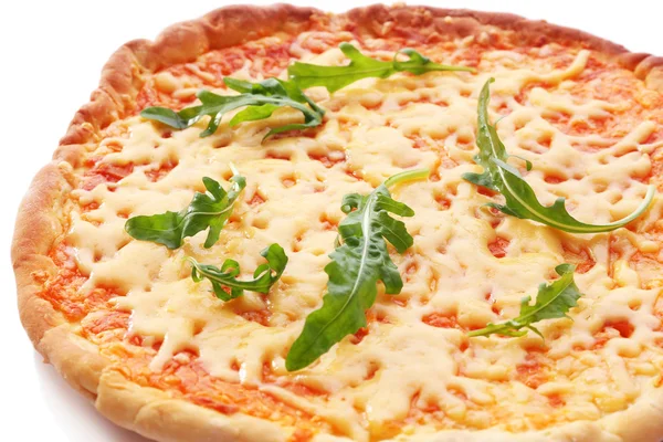 Peynirli pizza roka ile yakın çekim — Stok fotoğraf