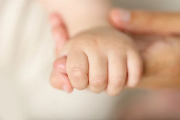 Volwassen en baby handen, close-up — Stockfoto