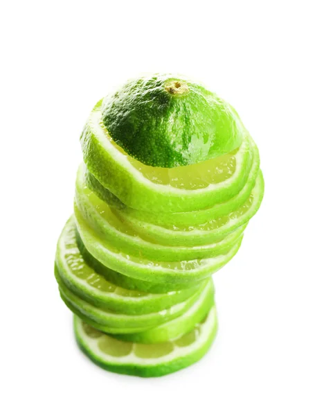 Stack of sliced fresh lime isolated on white — Stock Photo, Image