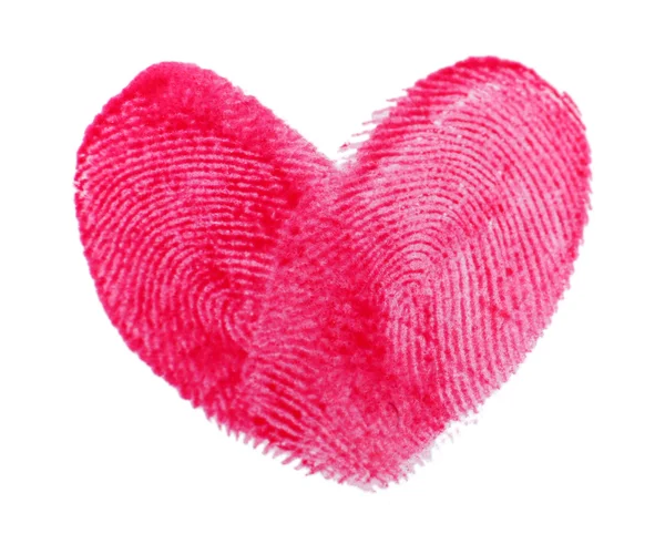 Herz aus Fingerabdrücken auf weißem Papier Hintergrund — Stockfoto