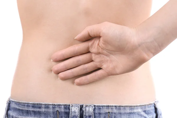 Young girl with back pain close up — Stock Photo, Image