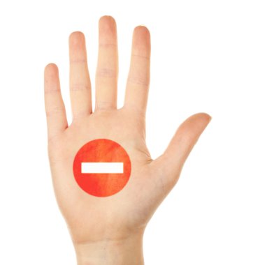 El işareti ile Stop beyaz izole.