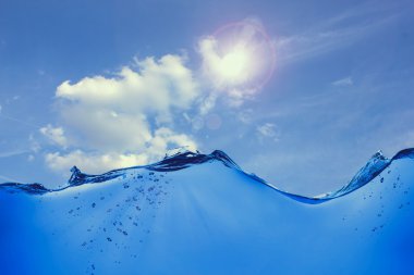 Su dalgaları gökyüzü arka plan üzerinde