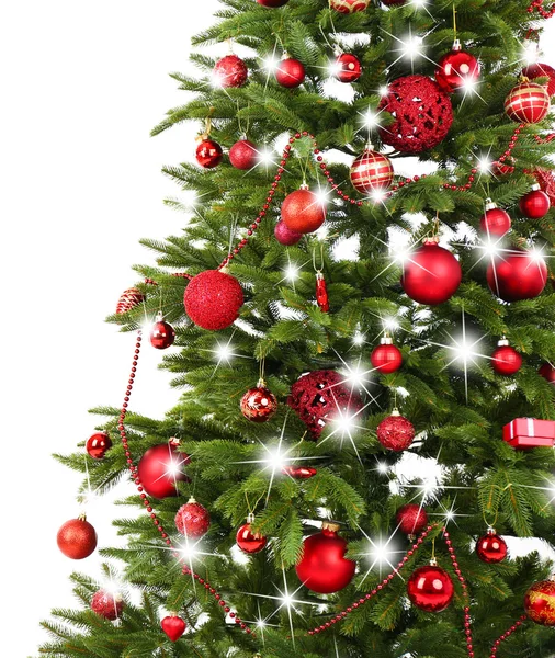 하얗게 빛나는 장식 된 크리스마스 트리 — 스톡 사진