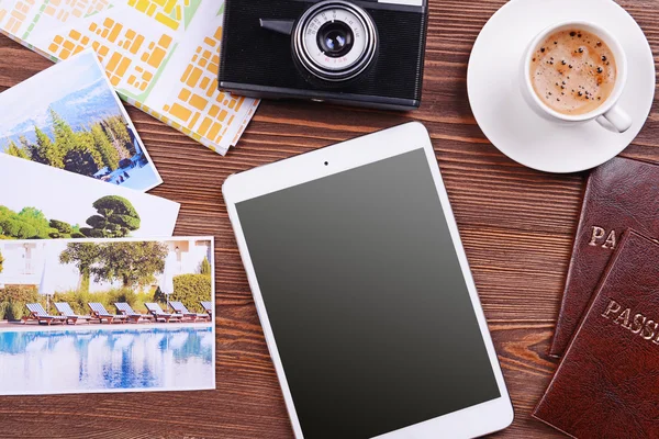 Preparação para viagens, reserva de bilhete close-up — Fotografia de Stock