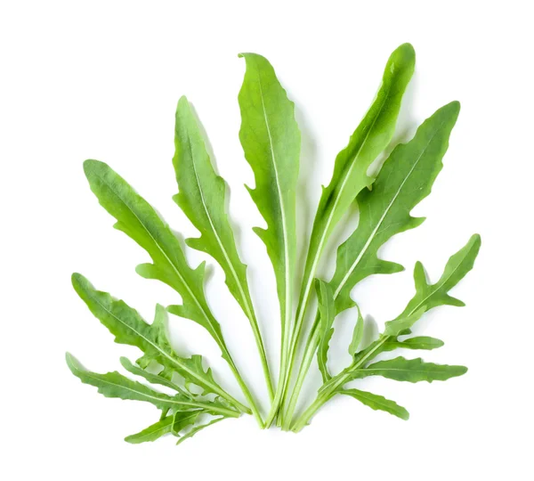 Green arugula leaves isolated on white — Stock Photo, Image