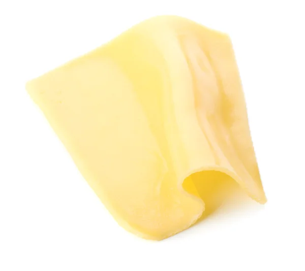 Plakje kaas geïsoleerd op wit — Stockfoto