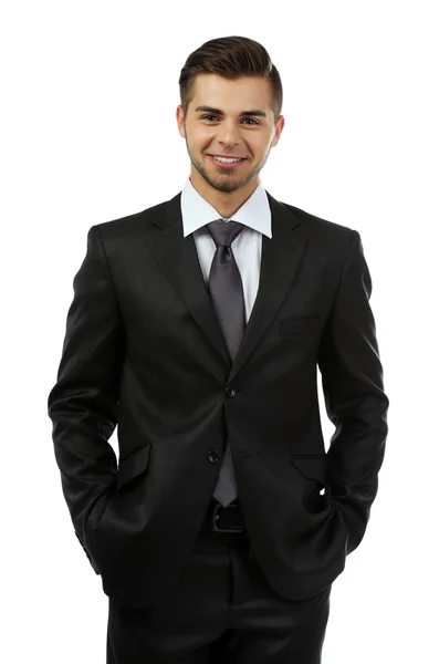 Elegante hombre de traje aislado en blanco — Foto de Stock