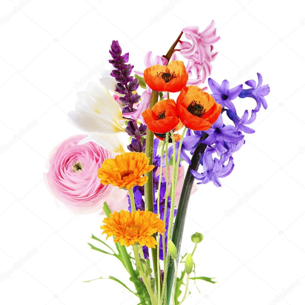 Bouquet of beautiful flowers isolated on white