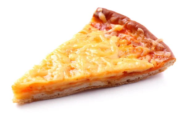 Slice of tasty cheese pizza isolated on white — Stock Photo, Image